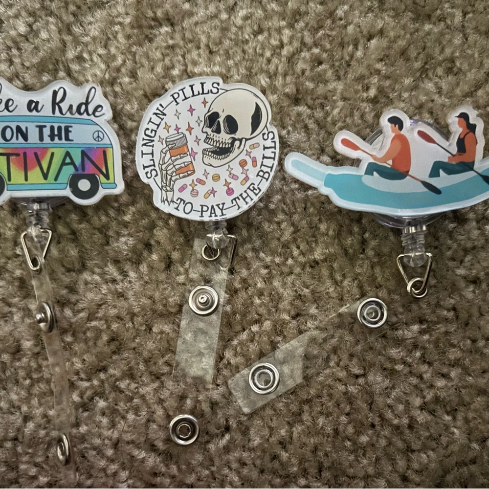Fun Badge Reel Set with Humorous Designs